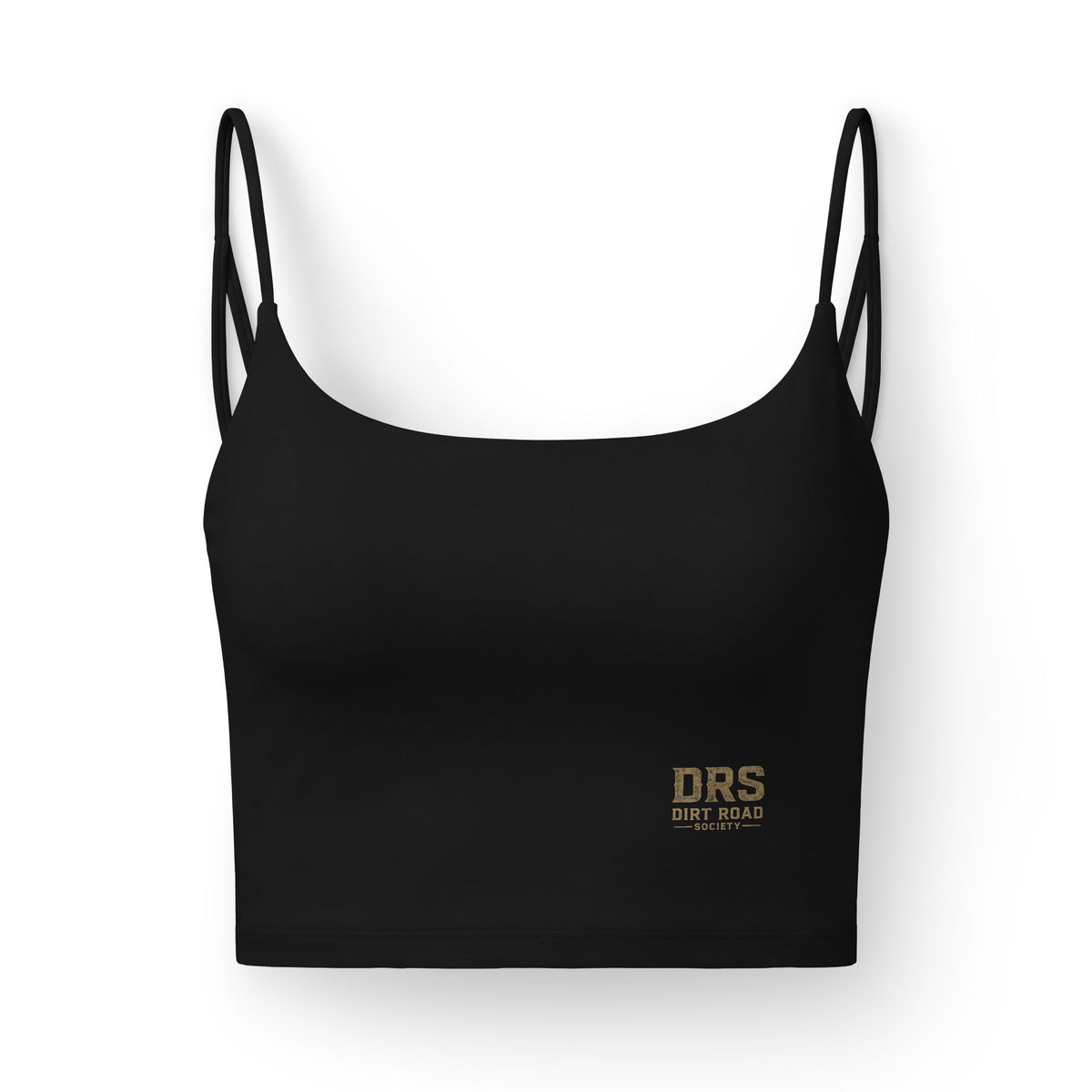 Luxe Women's Crop Bra — Black Gold DRS Minimalist Logo